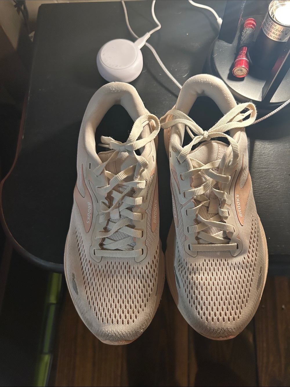 Brooks Women's Running Sneakers in Cream with Pink Accents - Picture 4 of 16